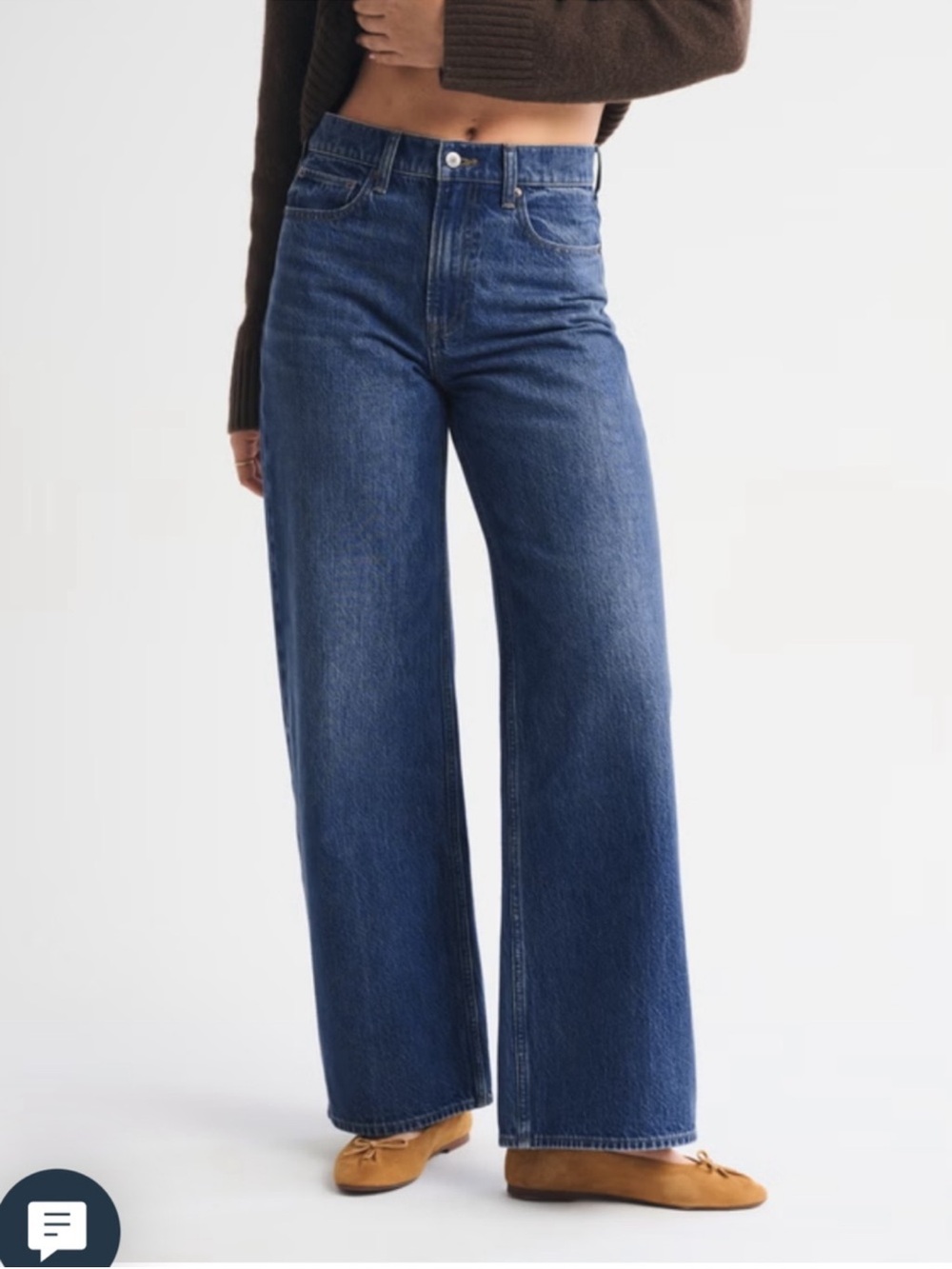 Abercrombie & Fitch Women's Wide Leg Flare Jeans - Dark Blue Denim
